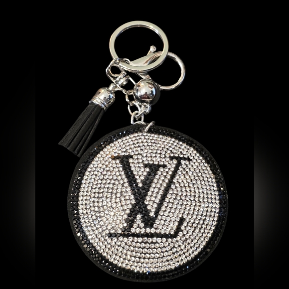 charmed by slg Accessories - Black and Silver Crystal LV Bag Charm Keychain